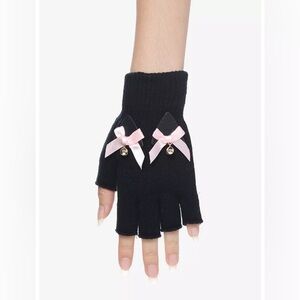 Hot Topic Cat Ear Bell Bows Fingerless Gloves O/S